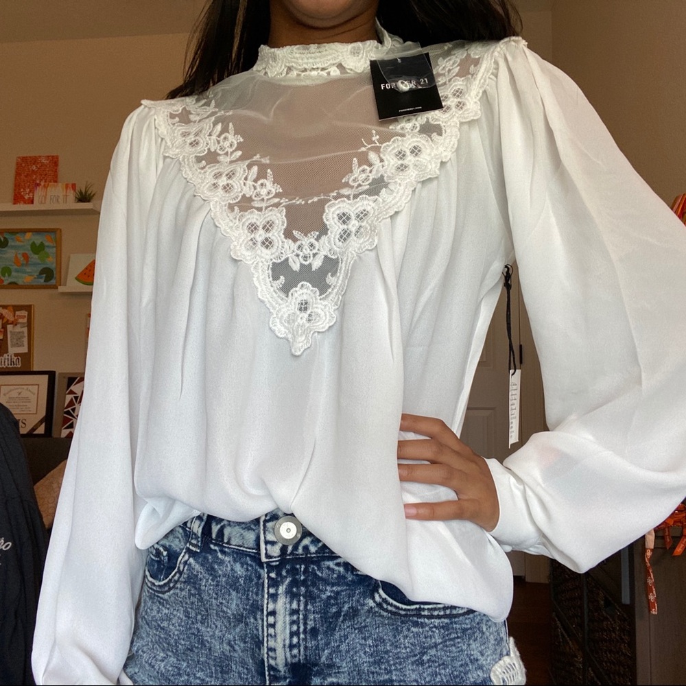 Flowy and Lacey White Blouse!!